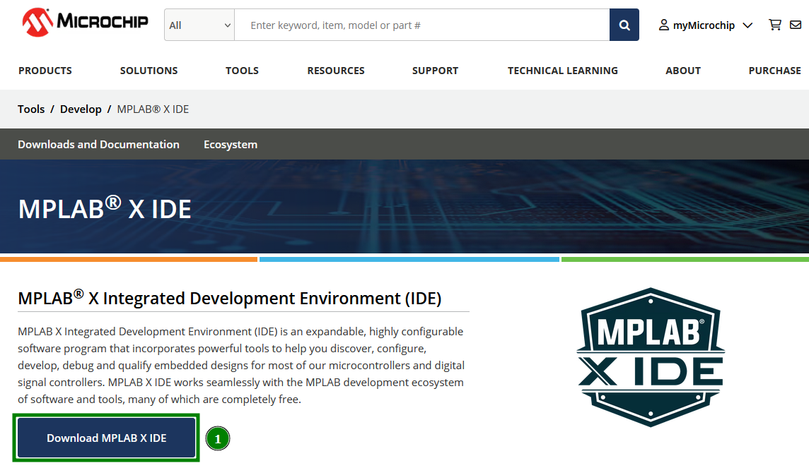 Page officielle de MPLAB X IDE